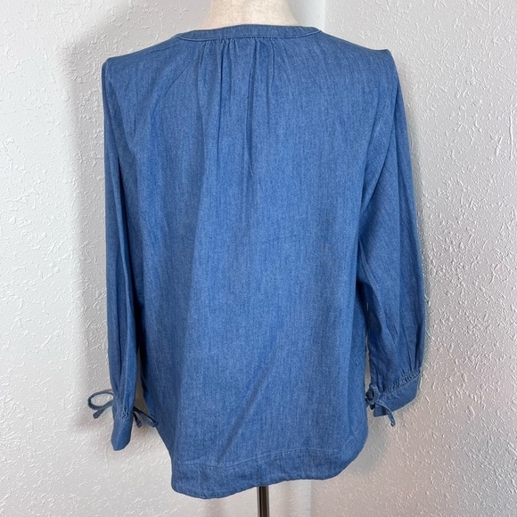 NWT Old Navy Split-Neck Puff-Sleeve Jean Blouse for Women - Picture 5 of 12